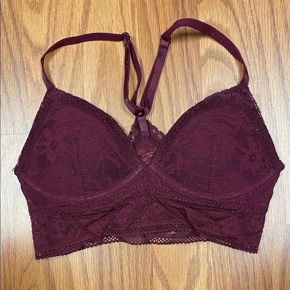 Victoria's Secret Deep Red Lace Bralette Size XS